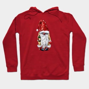 Happy New Year Nisse Gnome Gonk Holding A Bottle Of Wine Hoodie